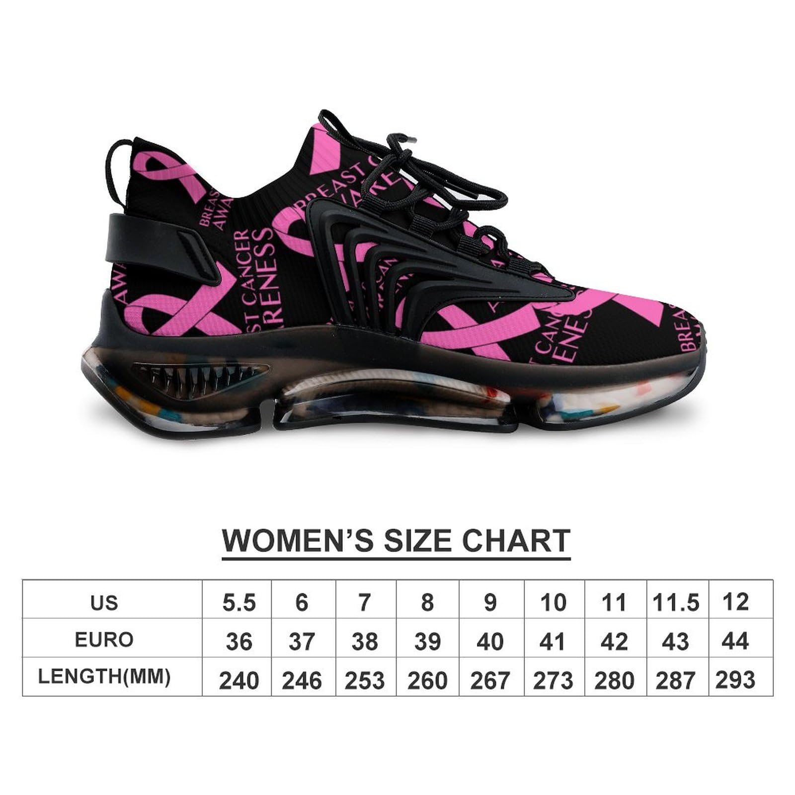 Pink Breast Cancer Awareness Women's Walking Running Shoes Athletic Tennis Fashion Sneakers for Men