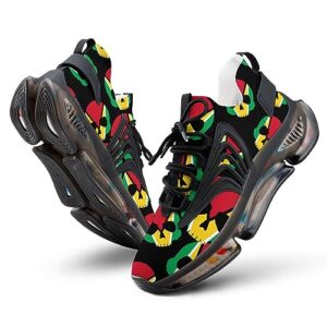 guyana flag skull women's walking running shoes athletic tennis fashion sneakers for men