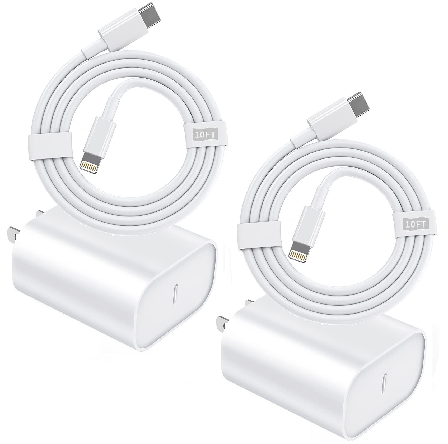 for iPhone Fast Charger,2Pack[MFi Certified] 10FT Extra Long USB C to Lightning Fast Charging Data Sync Cord with PD 20W USB C Wall Charger Travel Plug for iPhone 13 12 11 XS XR X 8 and More