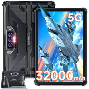oukitel rt7-5g rugged android 13 tablet, 24gb+256gb 1tb expandable waterproof tablet, 10.1 inch fhd+tablets, 32000mah battery, 33w fast charging tablet pc, 48mp+32mp camera, 5g wifi/gps/t-mobile