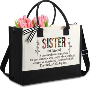 backuryear sister birthday gifts, friendship gifts for sister, thank you gifts for sister, sister tote bag gifts, sister graduation gifts, sis gifts/christmas gifts for sister