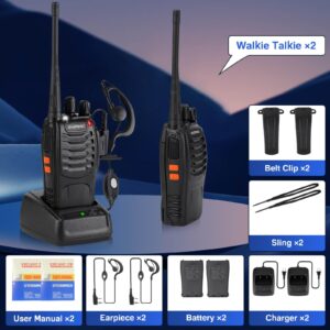 Baofeng Walkie Talkies 888S Rechargeable Long Range with Earpieces for Adults, 16 Channel Professional Radio Handheld Two Way Radios Li-ion Battery and Charger Included