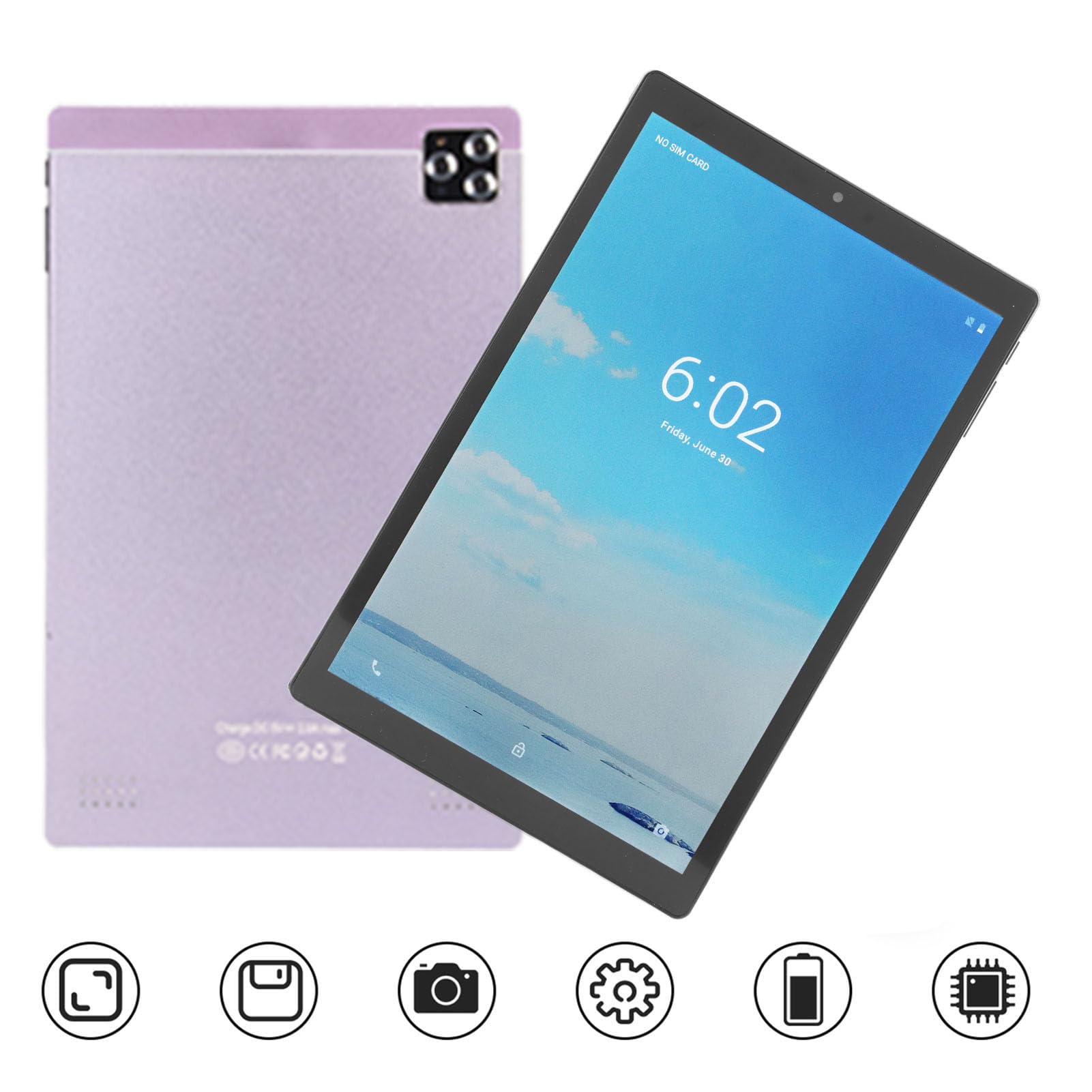 Yoidesu 10 Inch Tablet, Android 10.1 Tablet, 6GB RAM 128GB ROM, Front 200w Rear 500w Pixel, 2.4G WiFi, Suitable for Home Office Learning etc (Taro Color)