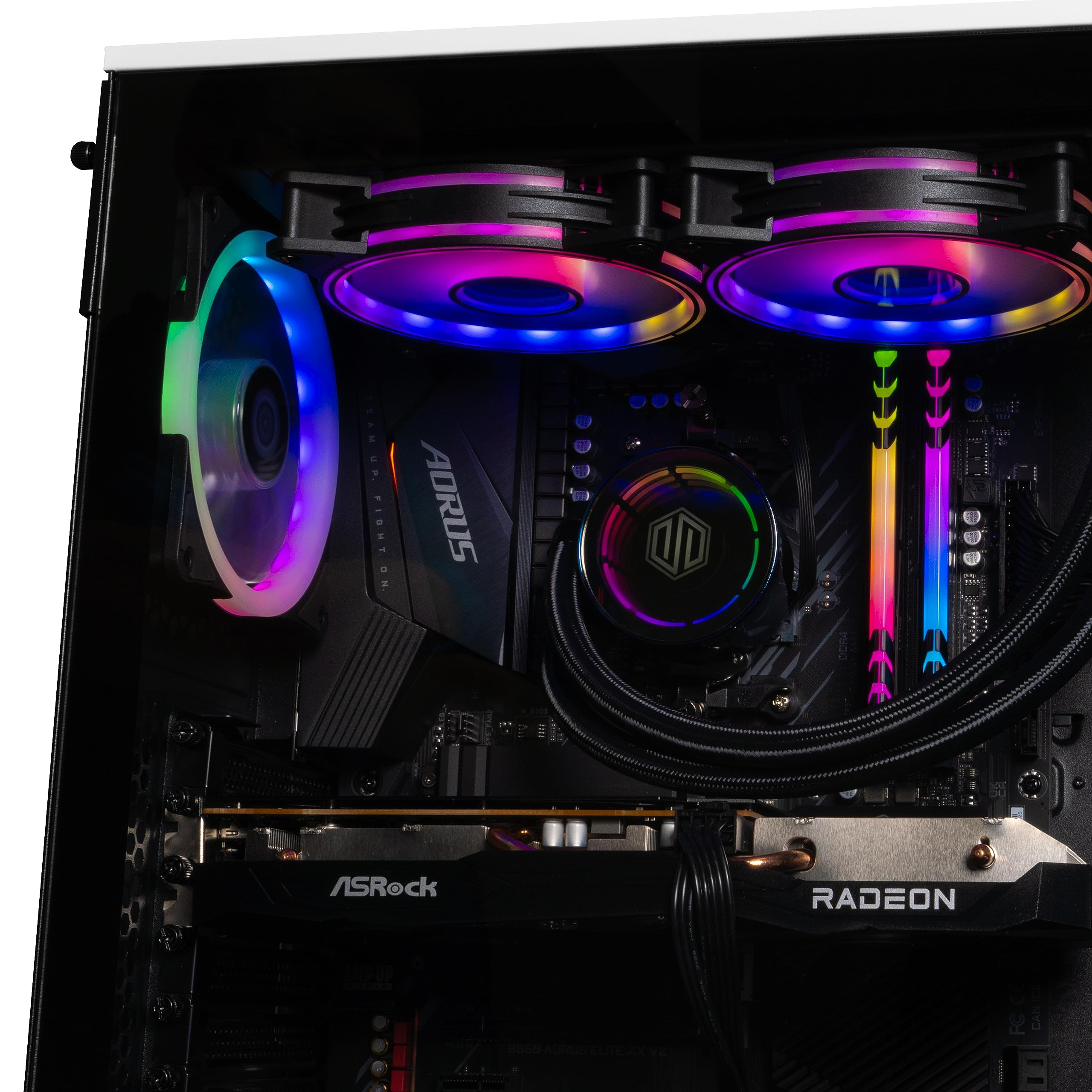 Periphio Nova Prebuilt Gaming PC - Liquid Cooled PC | AMD Ryzen 5 5600X CPU (4.6GHz Turbo) | Radeon RX 6600 GPU (8GB) | 1TB NVMe SSD M.2 | 16GB DDR4 RAM | Gaming Desktop Computer | WiFi + BT
