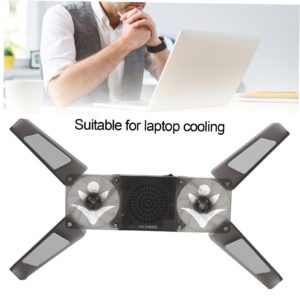 [Foldable Laptop Cooling Pad] Transparent Fan Cooling Pad with Blue Light and Speaker Stand - Keep Your Laptop Cool and Enjoy Enhanced Audio Experience