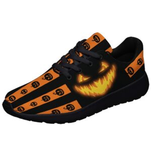 halloween pumpkin shoes for men women running sneakers breathable casual sport tennis shoes black size 11.5