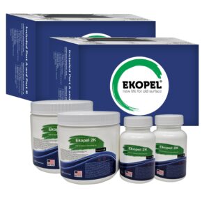 ekopel bathtub and tile refinishing kit - odorless ultra durable bright white gloss - 2 coat easy paint on application - made in the usa - white bathtub with surround size kit