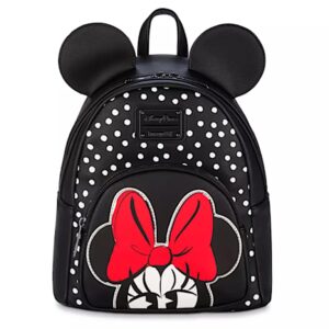 Loungefly Disney Parks Eyelashes Minnie Mouse Polka Dot Mini Backpack Black White
