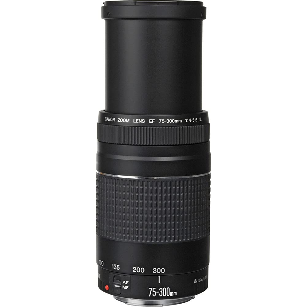 Canon EF 75-300mm f/4-5.6 III Lens Bundled with 58mm UV Filter + Lens Cap Keeper + Microfiber Cleaning Cloth (4 Items)