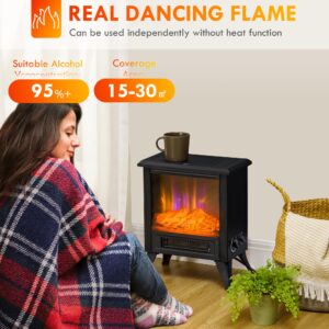 HOMCOM 17" Electric Fireplace Stove with Two Heating Modes, Freestanding Fire Place Heater with Realistic Logs LED Flame, Adjustable Temperature, Overheat Protection, 750W/1500W, Black