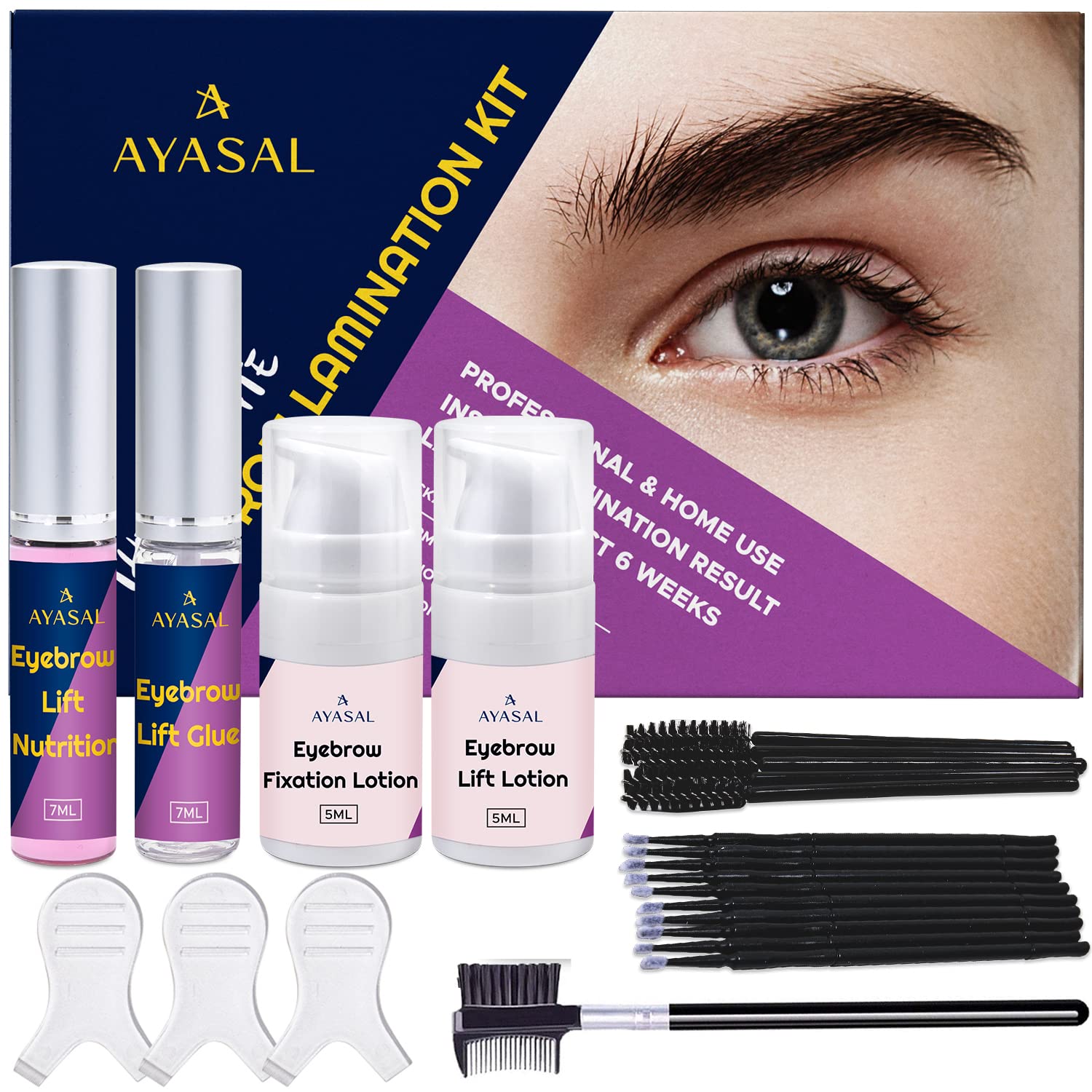 Eyebrow Lamination Kit, At-Home Brow Lamination Kit Professional Results, DIY Eyebrow Lift Kit, Eye Brow Lamination Kit for Instant Brow Lamination, Fuller, Thicker Brows for 6 weeks