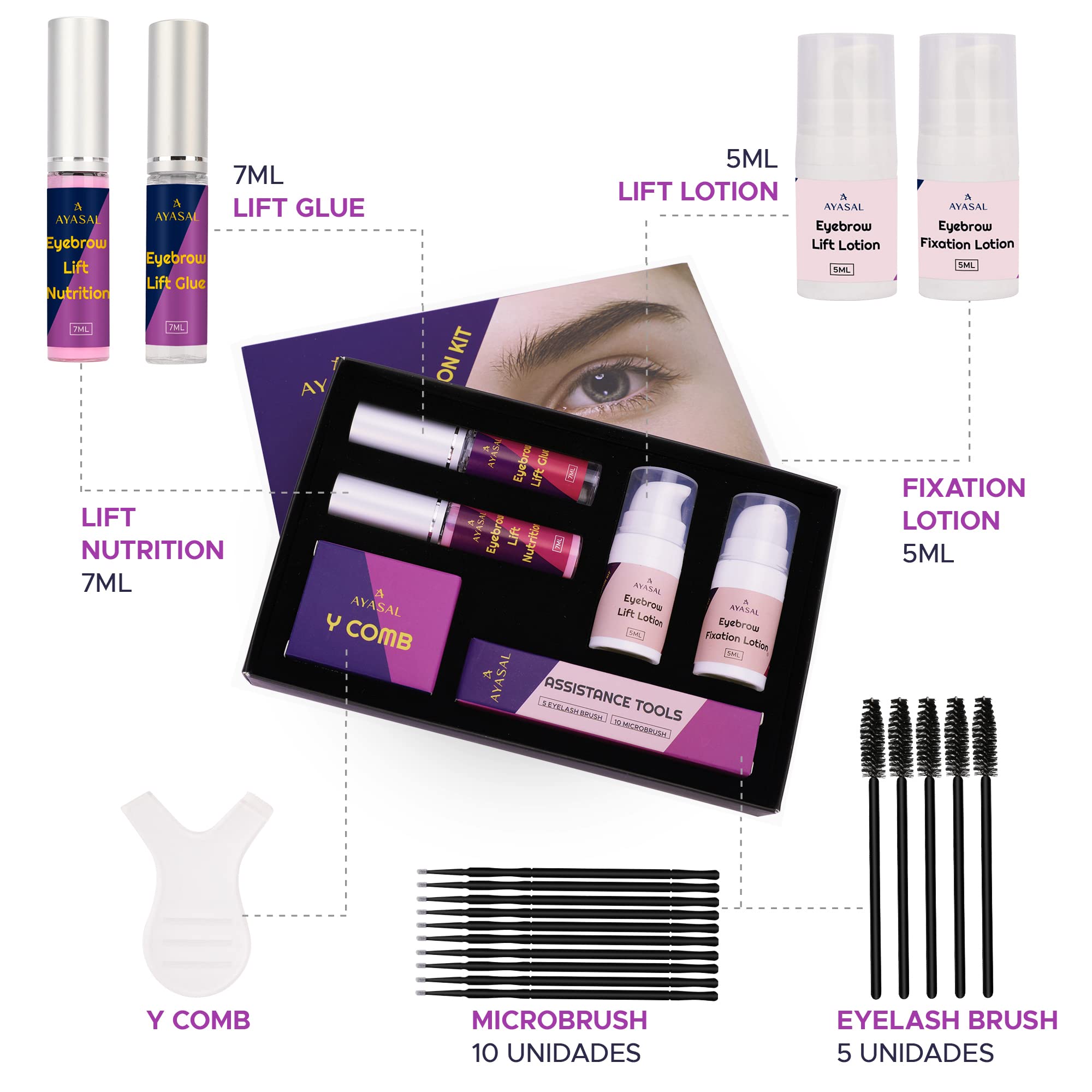 Eyebrow Lamination Kit, At-Home Brow Lamination Kit Professional Results, DIY Eyebrow Lift Kit, Eye Brow Lamination Kit for Instant Brow Lamination, Fuller, Thicker Brows for 6 weeks