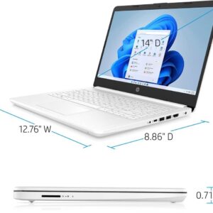 HP 14" Ultra-Light Laptop for Students and Business - Intel Quad-Core Processor, 4GB RAM, 64GB eMMC, 1-Year Office 365, 11H Long Battery Life, Wi-Fi, Bluetooth, Webcam, Win11 H in S