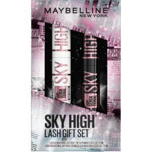 maybelline lash sensational mascara and tinted primer set, includes cosmic black mascara and soft black primer, 1 makeup gift set