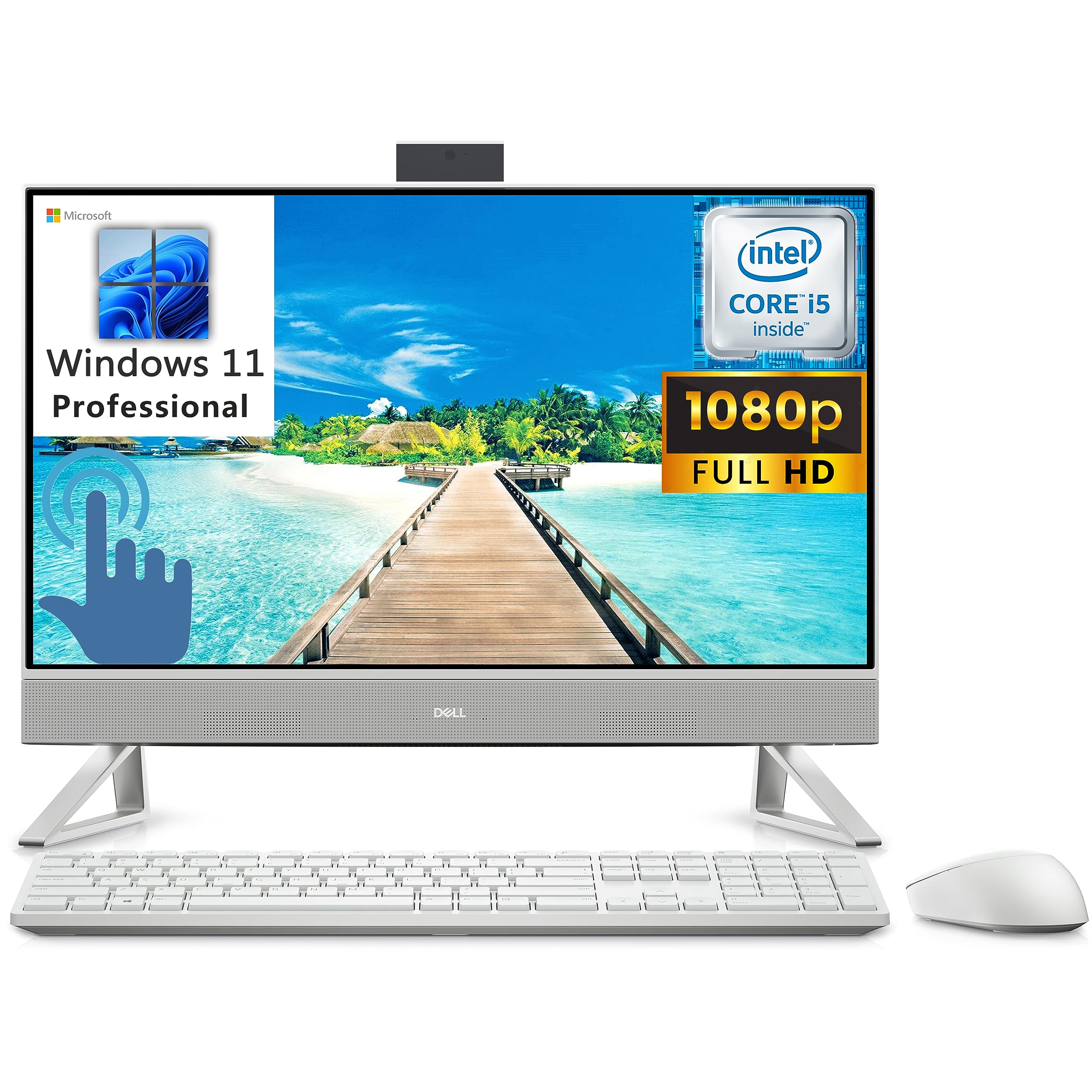 Dell 2023 Inspiron 24 5410 23.8" Touchscreen FHD Business All-in-One Desktop Computer, 12th Gen Intel 10-Core i5-1235U, 64GB DDR4 RAM, 4TB PCIe SSD, WiFi 6, Bluetooth 5.2, Pearl White, Windows 11 Pro