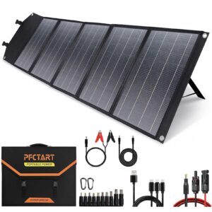200w portable solar panel for jackery/bluetti/ecoflow power station, 18v solar panel, ip65 waterproof solar panel kit with 2 usb qc + 1 pd + mc4 output