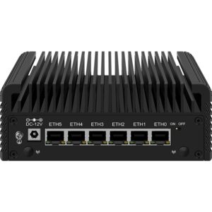 cwwk fanless mini pc intel n series-n100(4c/4t up to 3.4ghz) low power processor, ddr5, 6x2.5gbe intel i226v, 4k display outputs,m.2 nvme, sata3.0, 5 usb ports, firewall router (n100-6l barebone)