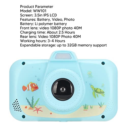 Kids Digital Camera, Mini Camera with 3.5 Inch 1080P Dual Lens, 20MP HD Small Kids Selfie Camera, for Girls and Boys 3 to 10 (Blue)