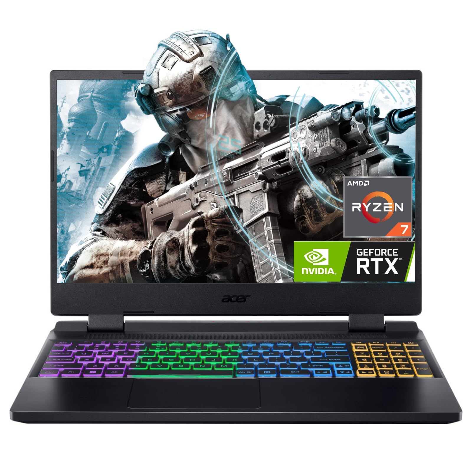 acer 2023 Newest Nitro 5 Gaming Laptop, 15.6" QHD IPS 165Hz Display, AMD Ryzen 7 6800H (8 cores), NVIDIA GeForce RTX 3070 Ti, 64GB DDR5 RAM, 2TB SSD, Wi-Fi 6E, Backlit Keyboard, Windows 11 Home