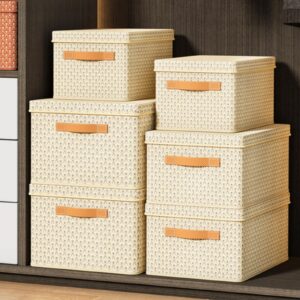 SOOTOP Clothes Quilt Storage Box Thickened PP Board Folding Storage Box with Lid Trouser Storage Magical Appliance Household and Dormitory Storage Collapsible Packing Cubes (Yellow, C)