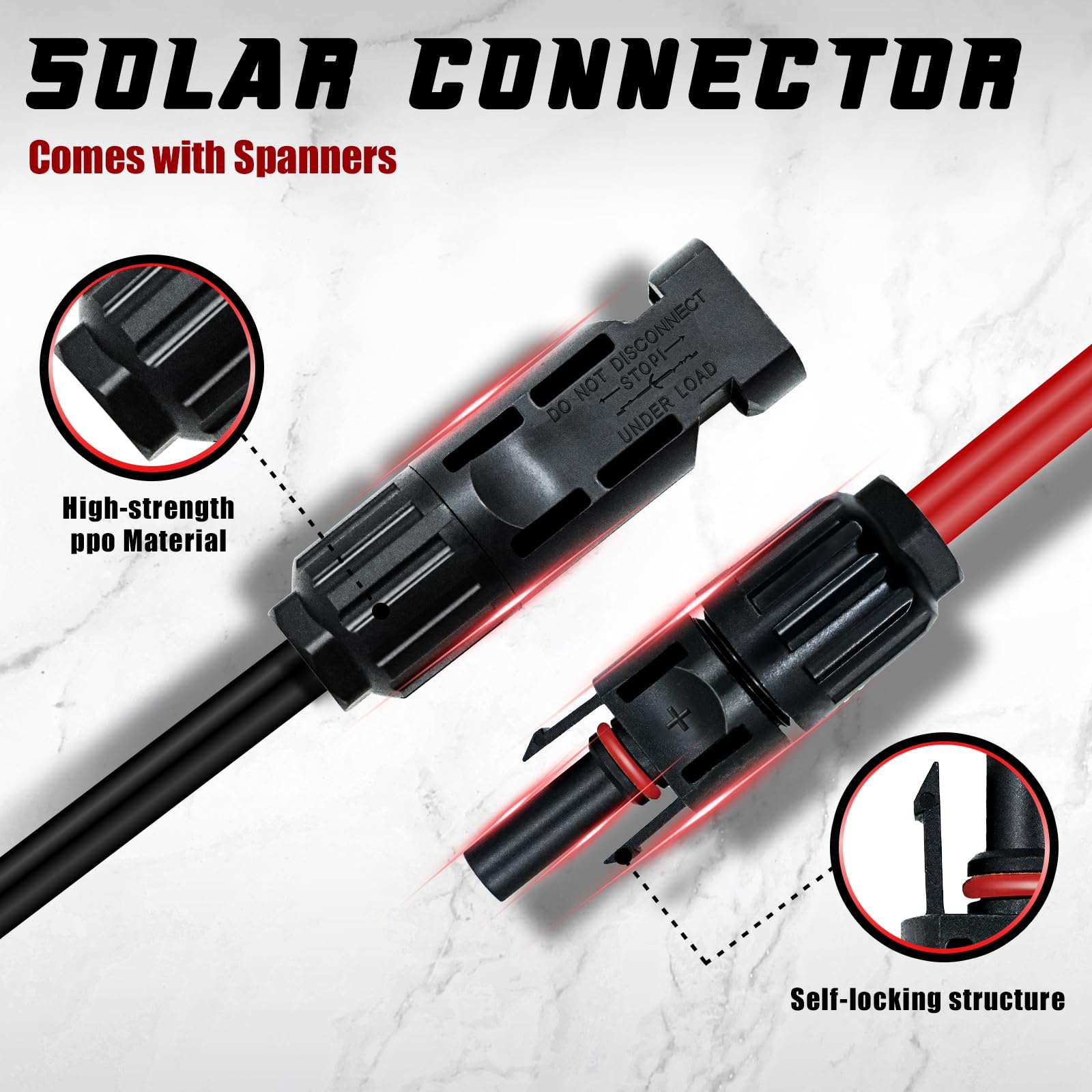 Feotech 7 Pairs Solar Connector Solar Connectors Solar Male & Female Solar Panel Cable Connectors with 2Pcs Spanners IP67 Waterproof