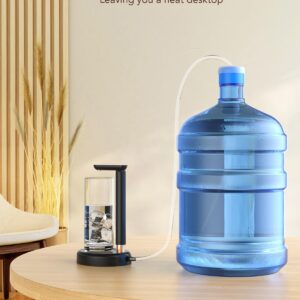 Desktop Water Bottle Dispenser, Nerveol 5 Gallon Water Dispenser Portable Electric Water Bottle Pump for Universal 1-5 Gallon Bottles Type-C Charging Water Jug Pump for Home Office Outdoor Black