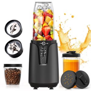 portable blender for shakes and smoothies, 850w personal blenders for kitchen, 6 blades smoothie blender with grinder, 2 * 20oz to-go cup,17 pieces countertop blender for fruit protein drink baby food