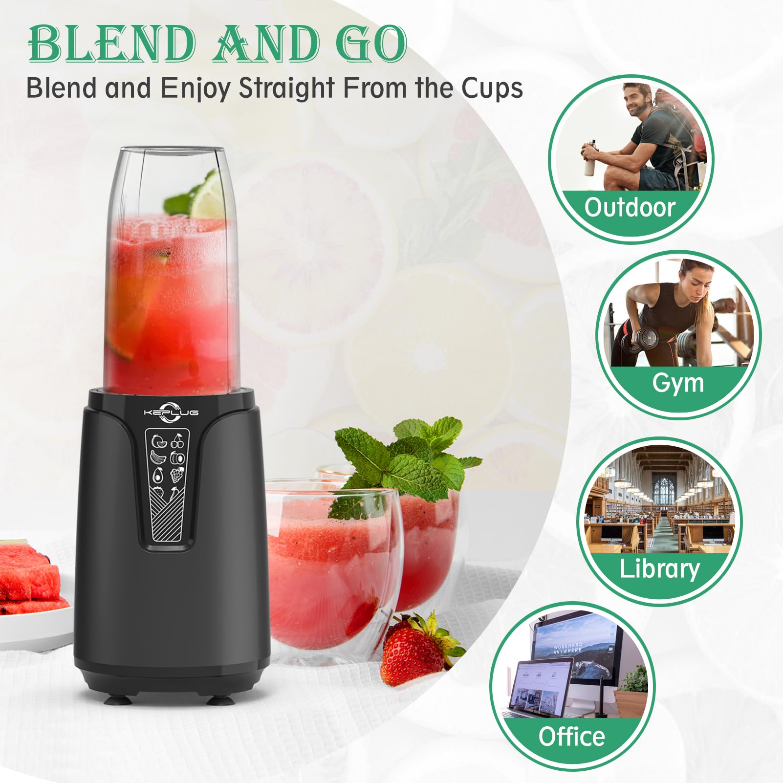 Portable Blender for Shakes and Smoothies, 850W Personal Blenders for Kitchen, 6 Blades Smoothie Blender with Grinder, 2 * 20oz To-Go Cup,17 Pieces Countertop Blender for Fruit Protein Drink Baby Food