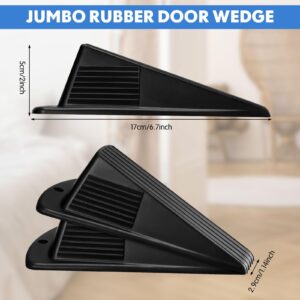 Frienda 4 Pcs Jumbo Door Stoppers for Floor Heavy Duty Stackable Door Stop TPR Large Door Wedge 2 Inch Rubber Door Stopper Wedge for Hotel Carpet Door Hardwood Concrete and Tile (Black)