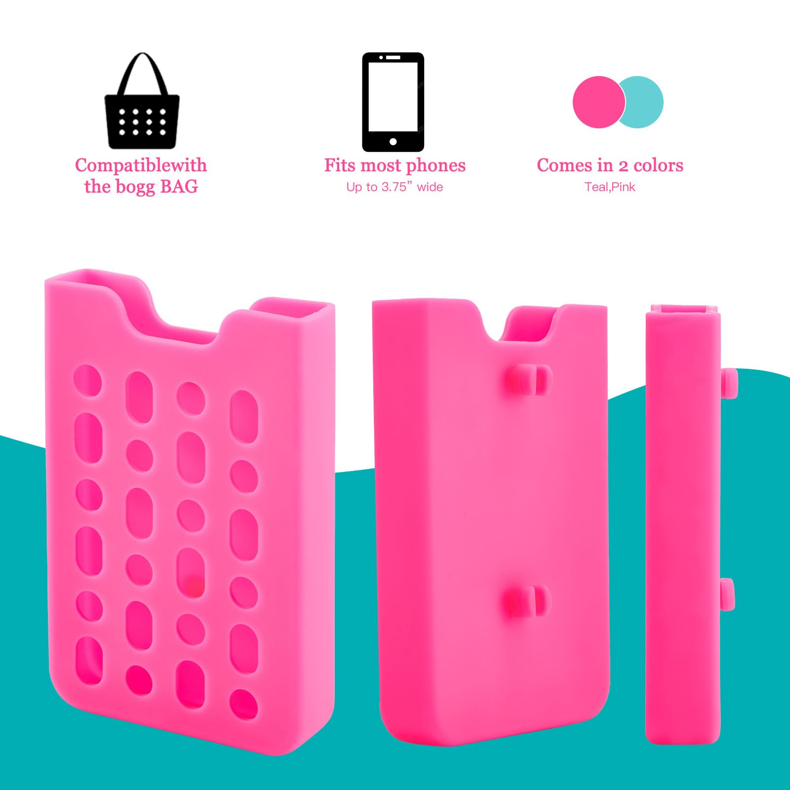 Phone Holder Charm Accessory Compatible with Bogg Bags, Silicone Cell Phone Holder for Rubber Beach Tote Bag Accessories, Keep Your Phone Handy with Your Tote Bag.