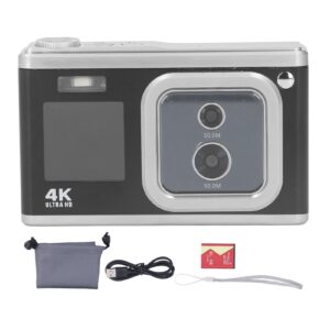 50MP 4K HD Dual Cam Digital Camera with 16X Zoom, Dual IPS Screen and Beauty Flashlight, Small and Portable Digital Camera Digital Camera (Black)