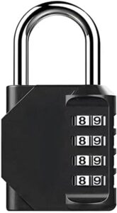 gym padlock, 4 digit outdoor waterproof resettable combination padlock for school gym locker(1 pack black)