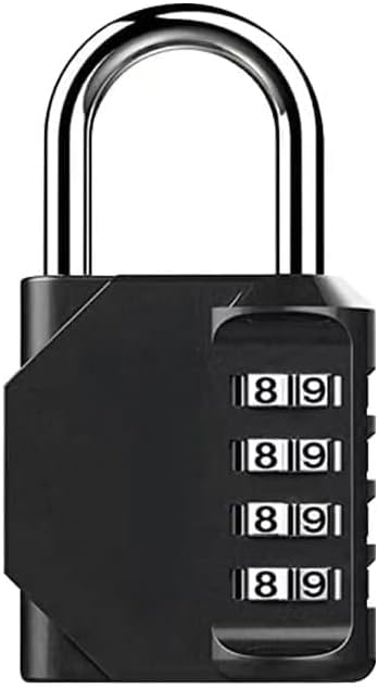 Gym Padlock, 4 Digit Outdoor Waterproof Resettable Combination Padlock for School Gym Locker(1 Pack Black)