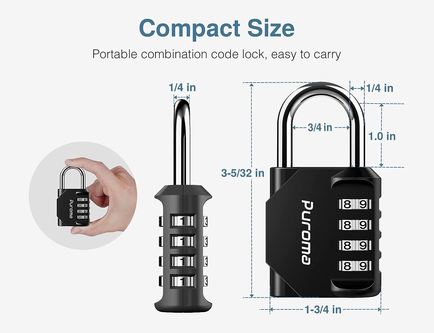 Gym Padlock, 4 Digit Outdoor Waterproof Resettable Combination Padlock for School Gym Locker(1 Pack Black)