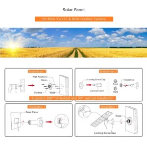 Solar Panel for Blink Camera Outdoor,2W Blink Camera Solar Panel Compatible with Blink Outdoor,XT2/XT Camera&SimpliSafe Camera(Not Included),IP66 Blink Outdoor(3rd Gen) with Rubber Plug (1 Pack)