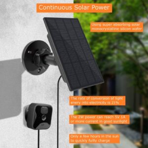 Solar Panel for Blink Camera Outdoor,2W Blink Camera Solar Panel Compatible with Blink Outdoor,XT2/XT Camera&SimpliSafe Camera(Not Included),IP66 Blink Outdoor(3rd Gen) with Rubber Plug (1 Pack)