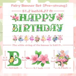 No-DIY Fairy Party Decorations Fairy Birthday Decorations Green Garden Birthday decorations Fairy Banner Fairy Birthday Party Supplies Butterfly Flower Birthday Party Decoration Enchanted Forest Happy