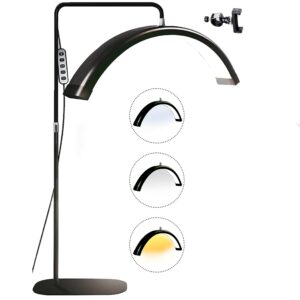 toyshi Half Moon LED Floor Lamp for Beauty and Content Creation: Ideal for Lash Extension, Skincare, Eyebrows, Tattoo, Filming Black