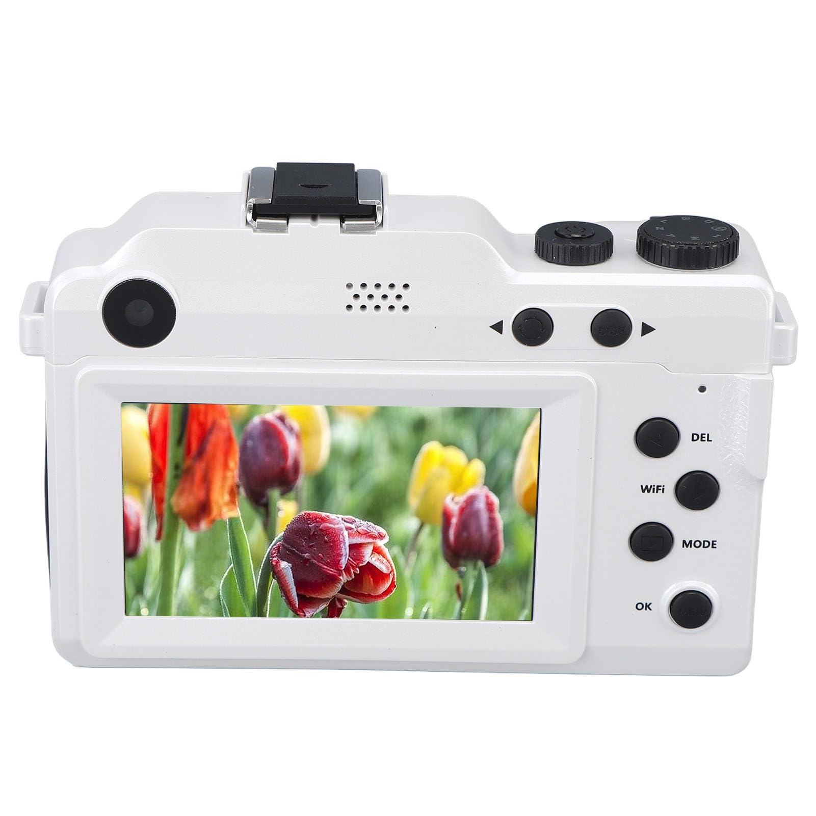 4K Digital Camera with Dual Lens, 48 Megapixels, 18X Autofocus, 4K HD Recording, HD Screen, Portrait Selfie, WiFi Transfer, for Travel Party Growth Records (White)