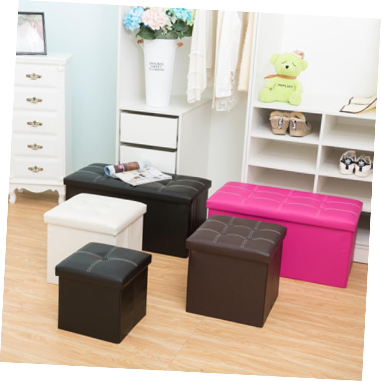 Cabilock 2pcs Shoe Storage Bench Cube Small Stool Chair Entryway Small Chest Shoe Bench Cabinet Bench Clothes Basket Storage Cube Toys Organizer Books Storage Table