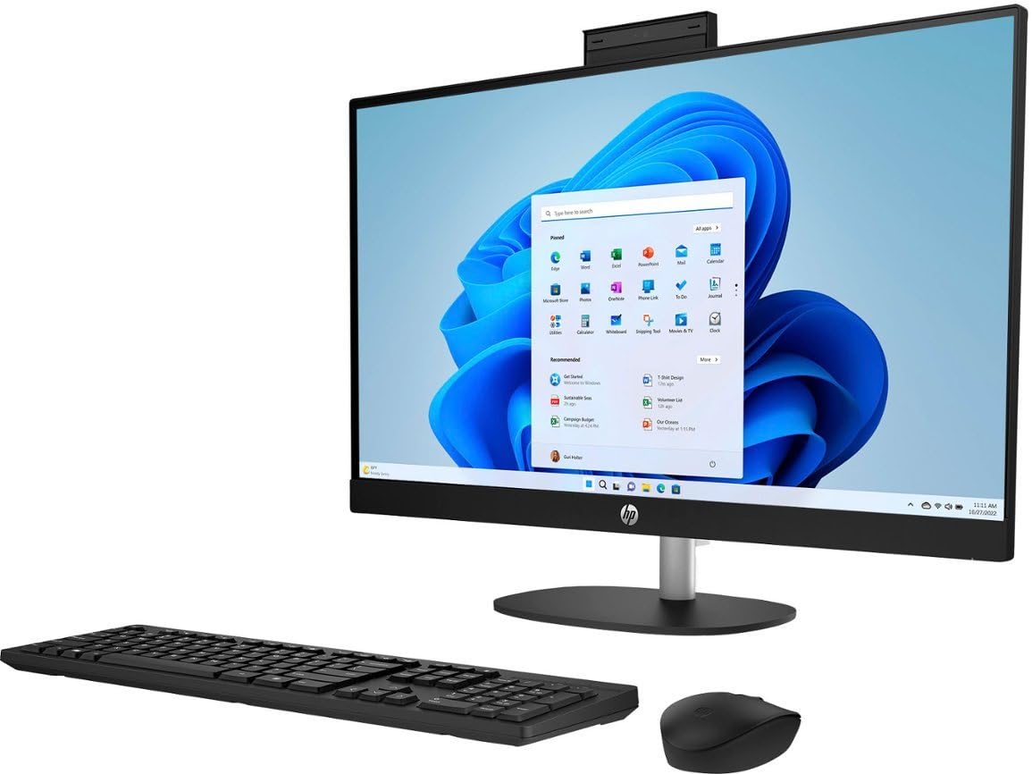 HP 27 All-in-One Touch Desktop 1TB SSD 64GB RAM (AMD Ryzen 7 with 8 cores and Max Boost to 4.50GHz, 1 TB SSD, 64 GB RAM, 27-inch FullHD Touchscreen, Win 11) PC Computer Essential Pavilion