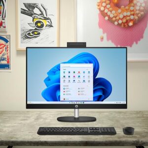 HP 27 All-in-One Touch Desktop 1TB SSD 64GB RAM (AMD Ryzen 7 with 8 cores and Max Boost to 4.50GHz, 1 TB SSD, 64 GB RAM, 27-inch FullHD Touchscreen, Win 11) PC Computer Essential Pavilion