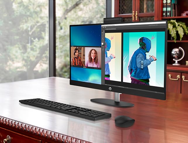 HP 27 All-in-One Touch Desktop 1TB SSD 64GB RAM (AMD Ryzen 7 with 8 cores and Max Boost to 4.50GHz, 1 TB SSD, 64 GB RAM, 27-inch FullHD Touchscreen, Win 11) PC Computer Essential Pavilion