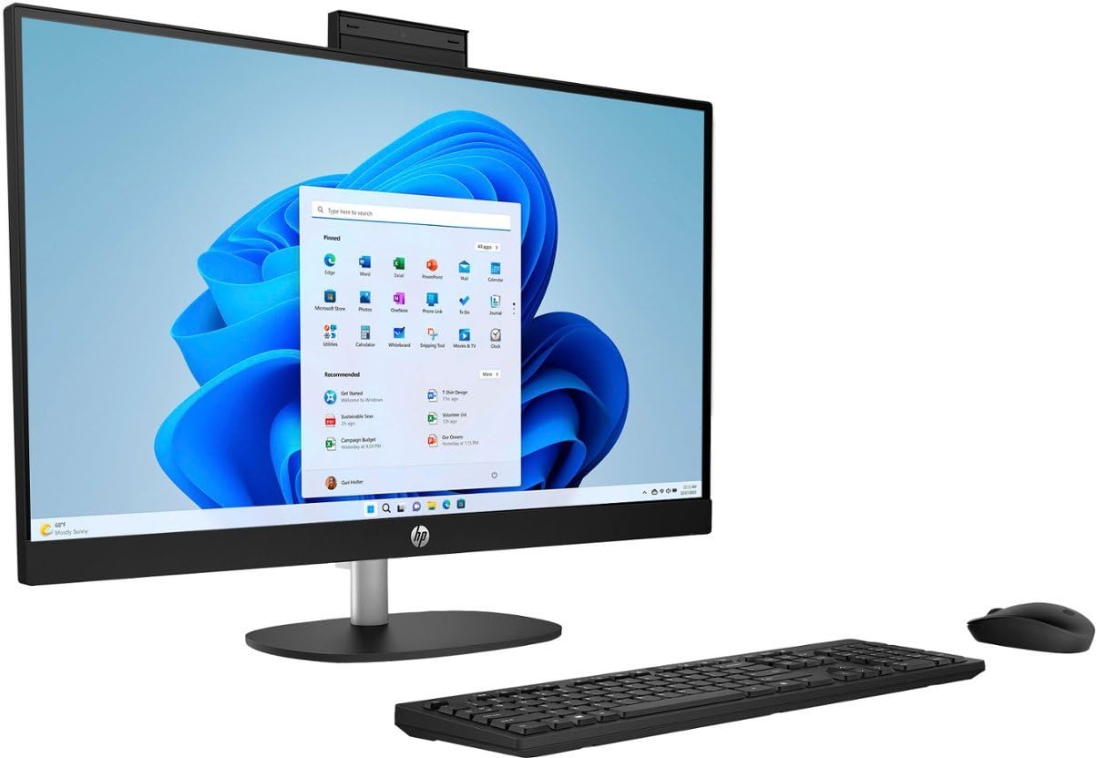 HP 27 All-in-One Touch Desktop 1TB SSD 64GB RAM (AMD Ryzen 7 with 8 cores and Max Boost to 4.50GHz, 1 TB SSD, 64 GB RAM, 27-inch FullHD Touchscreen, Win 11) PC Computer Essential Pavilion