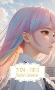 pocket calendar 2024-2026: two-year monthly planner for purse , 36 months from january 2024 to december 2026 | anime style girl | city background | morning lighting