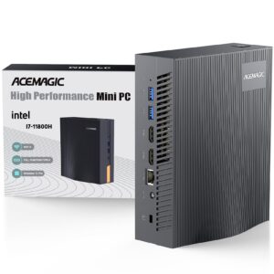 acemagic mini pc i7-11800h(8c/16t, up to 4.6 ghz) mini computers, 16gb ddr4 512g nvme ssd, mini desktop computer small pc support 4k uhd triple display/wifi 6/bt5.2 for business/htpc