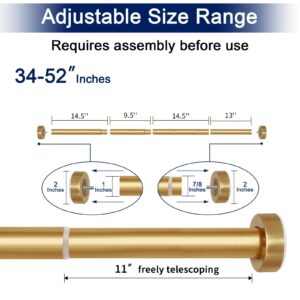 YNL Tension Shower Curtain Rod- No Drill, Never Rust, Non-Slip Spring Tension Rods for Bathroom, 45-80 inches, Stainless Steel, Brushed Gold