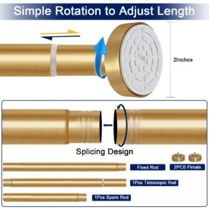 YNL Tension Shower Curtain Rod- No Drill, Never Rust, Non-Slip Spring Tension Rods for Bathroom, 45-80 inches, Stainless Steel, Brushed Gold