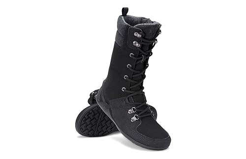 Xero Shoes Women's Mika Boots — Winter & Snow Boots for Women, Barefoot Shoes, Zero Drop Heel, Cold-Weather Waterproof Boots — Black, Size 9