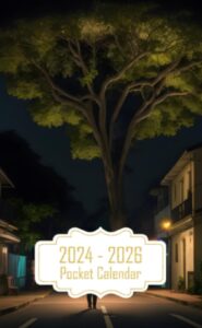 pocket calendar 2024-2026: two-year monthly planner for purse , 36 months from january 2024 to december 2026 | brazilian residential street | large black tree | bearded man | evil presence